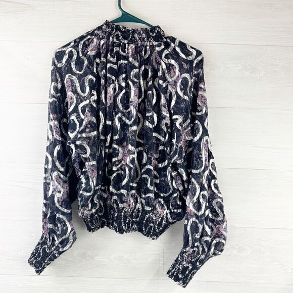 LoveShackFancy Scarlett Metallic Ruffled Semi-Sheer Top - Picture 2 of 5